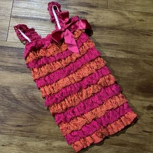 Pink & Orange Lace Romper